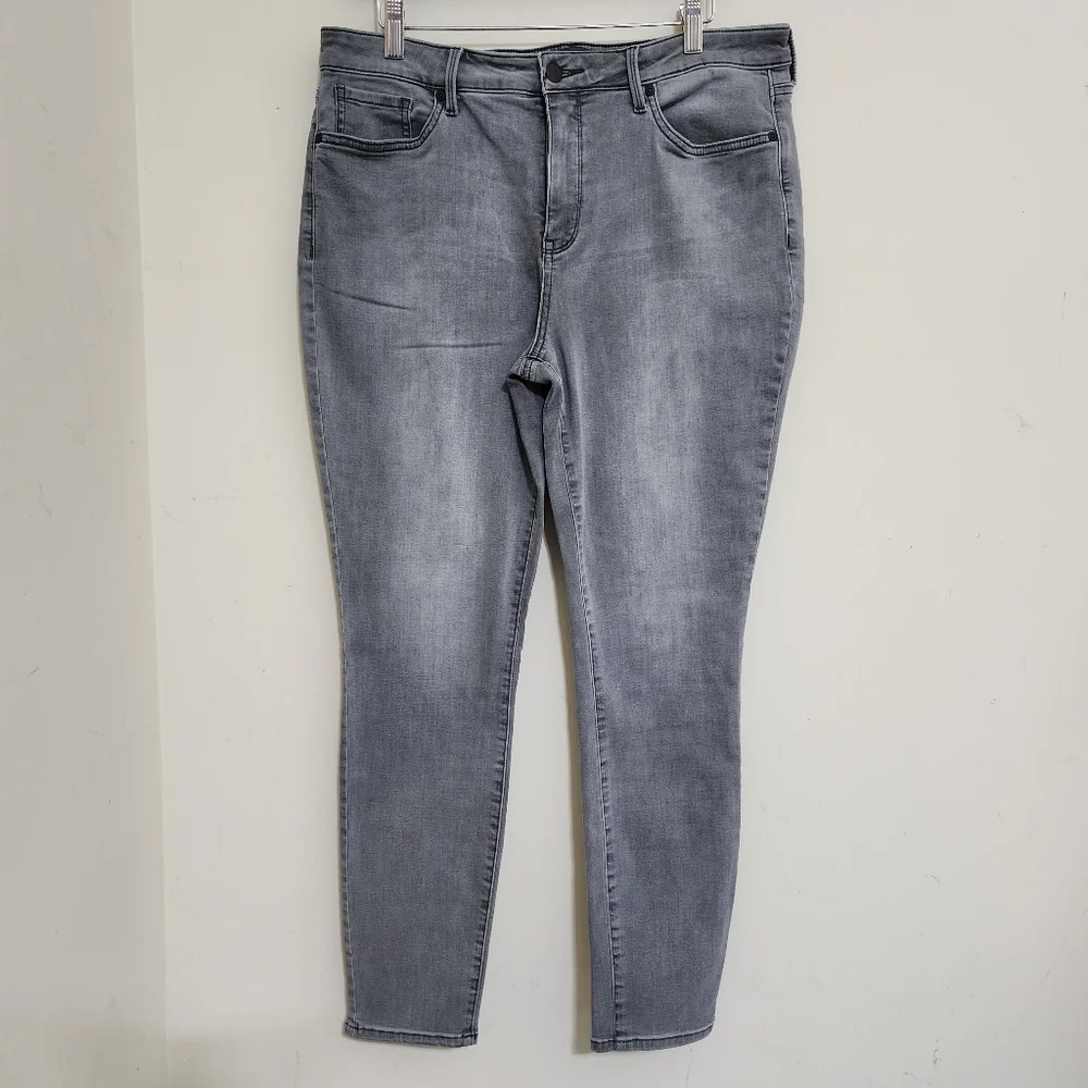 NYDJ size‎ 12 Lift Tuck Ami Skinny Jeans Ankle Length Gray Ash